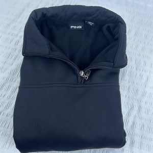 Ping Mens Golf 1/4 Zip Sweatshirt Pullover Size Large Black W/Golf Ball pocket